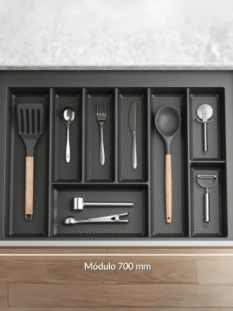 Cubertero Organizador QUALITA Serie QMT-700N 490 x 650 x 55 mm Gris Antracita