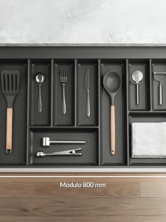 Cubertero Organizador QUALITA Serie QMT-800N 490 x 750 x 55 mm Gris Antracita