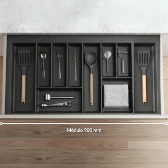 Cubertero Organizador QUALITA Serie QMT-900N 490 x 750 x 55 mm Gris Antracita